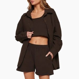 NWT | Set Active Daily Button Down in Espresso